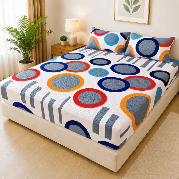 Printed 3 Piece's Quilted Bedsheets Set (100% Waterproof) New Arrivals! Luxury Bedsheet tm-0020