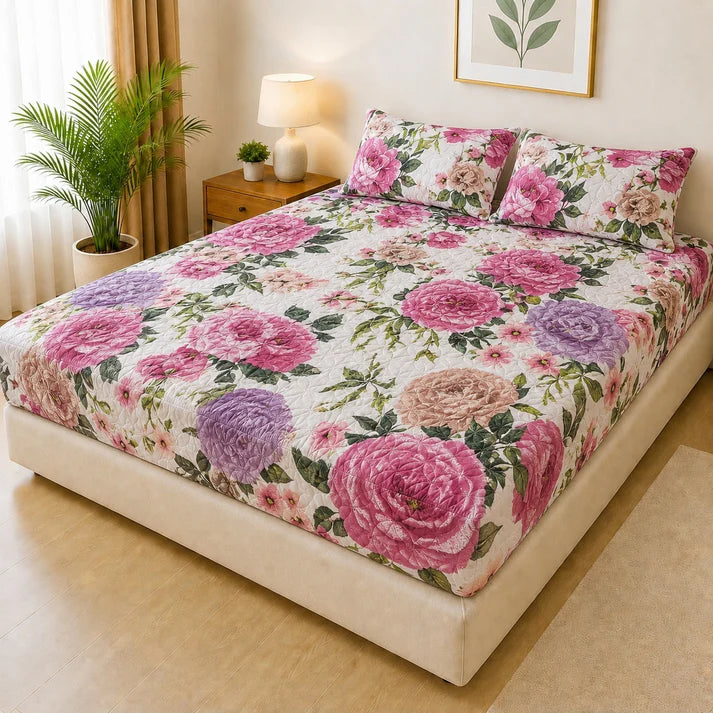 Printed 3 Piece's Quilted Bedsheets Set (100% Waterproof) New Arrivals! Luxury Bedsheet tm-0001