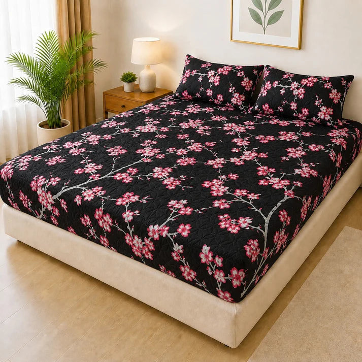 Printed 3 Piece's Quilted Bedsheets Set (100% Waterproof) New Arrivals! Luxury Bedsheet tm-0005