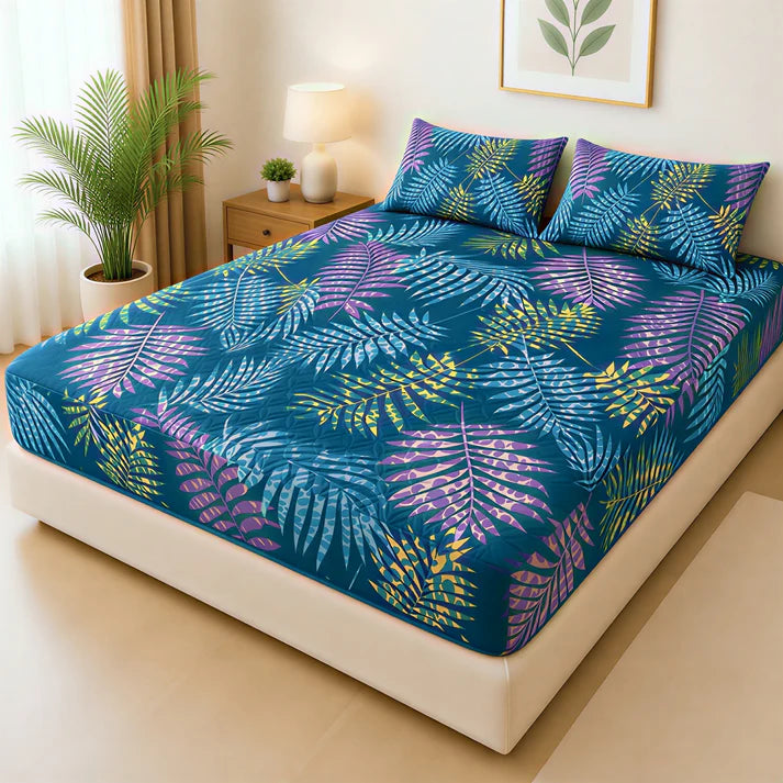 Printed 3 Piece's Quilted Bedsheets Set (100% Waterproof) New Arrivals! Luxury Bedsheet tm-0019